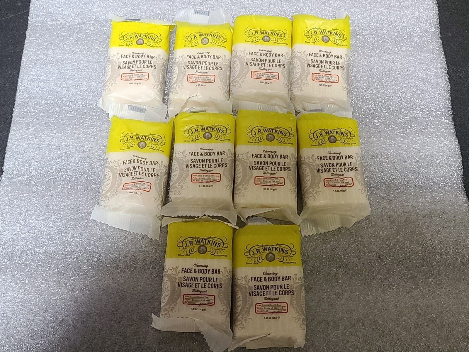 Lot of 10) JR WATKINS Face Body Bar Aloe Green Tea Travel Size 1.25oz Soap Bars