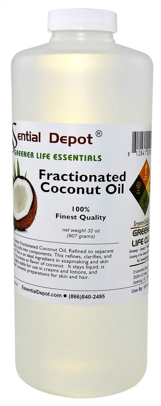 Coconut Oil (fractionated) – 1 Quart – Finest Quality