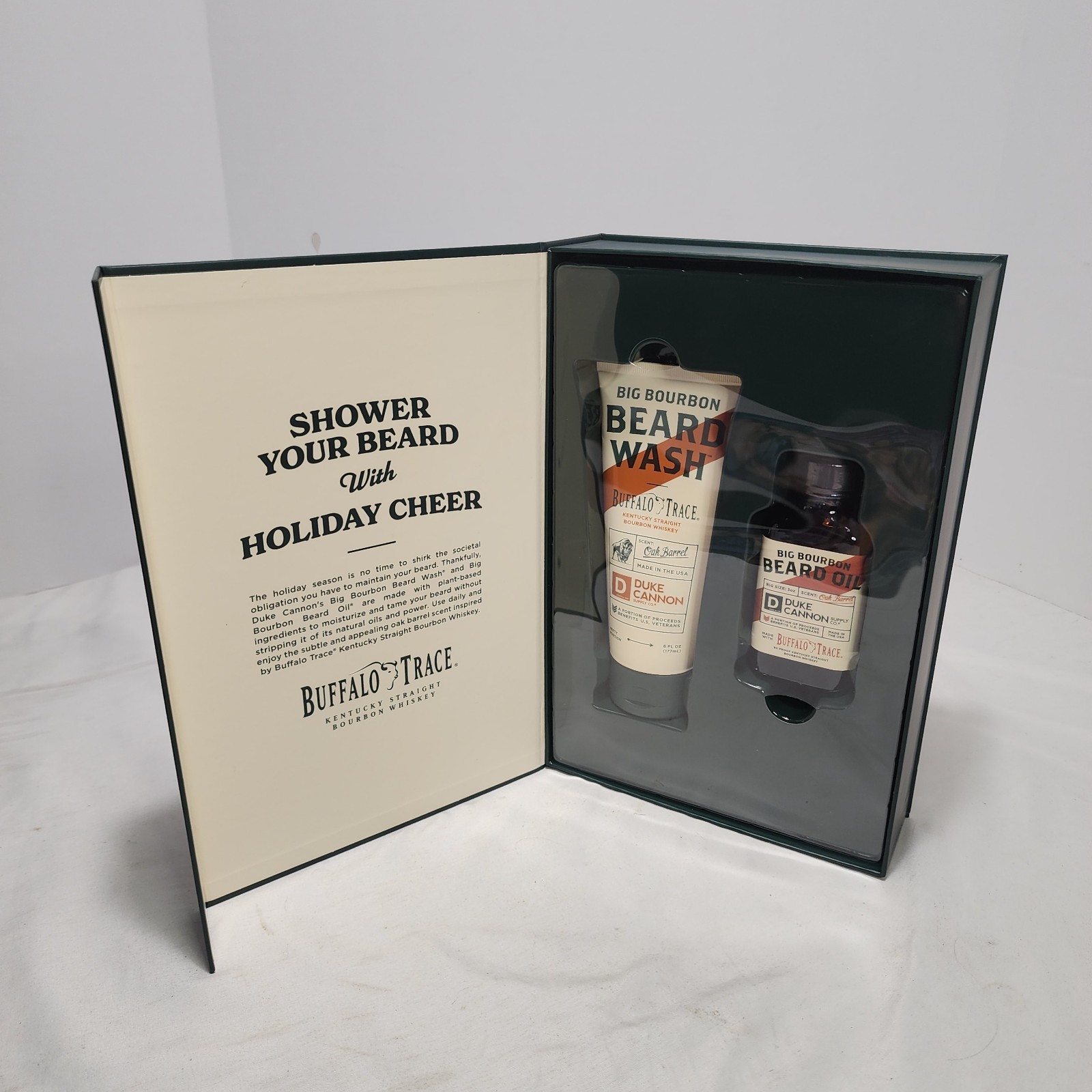 DUKE CANON x BUFFALO TRACE “Bourbon Beard Box” Beard Wash & Oil Gift Set – NEW