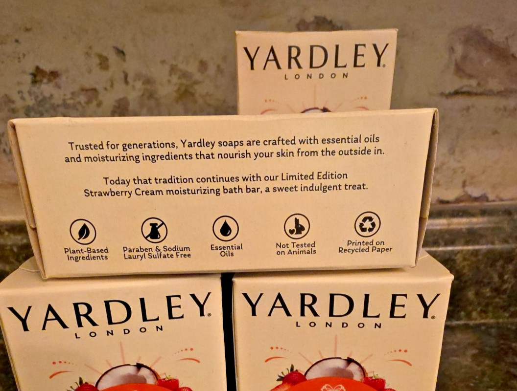 Yardley Strawberry Cream Soap Lot 8 Bars Limited Edition New