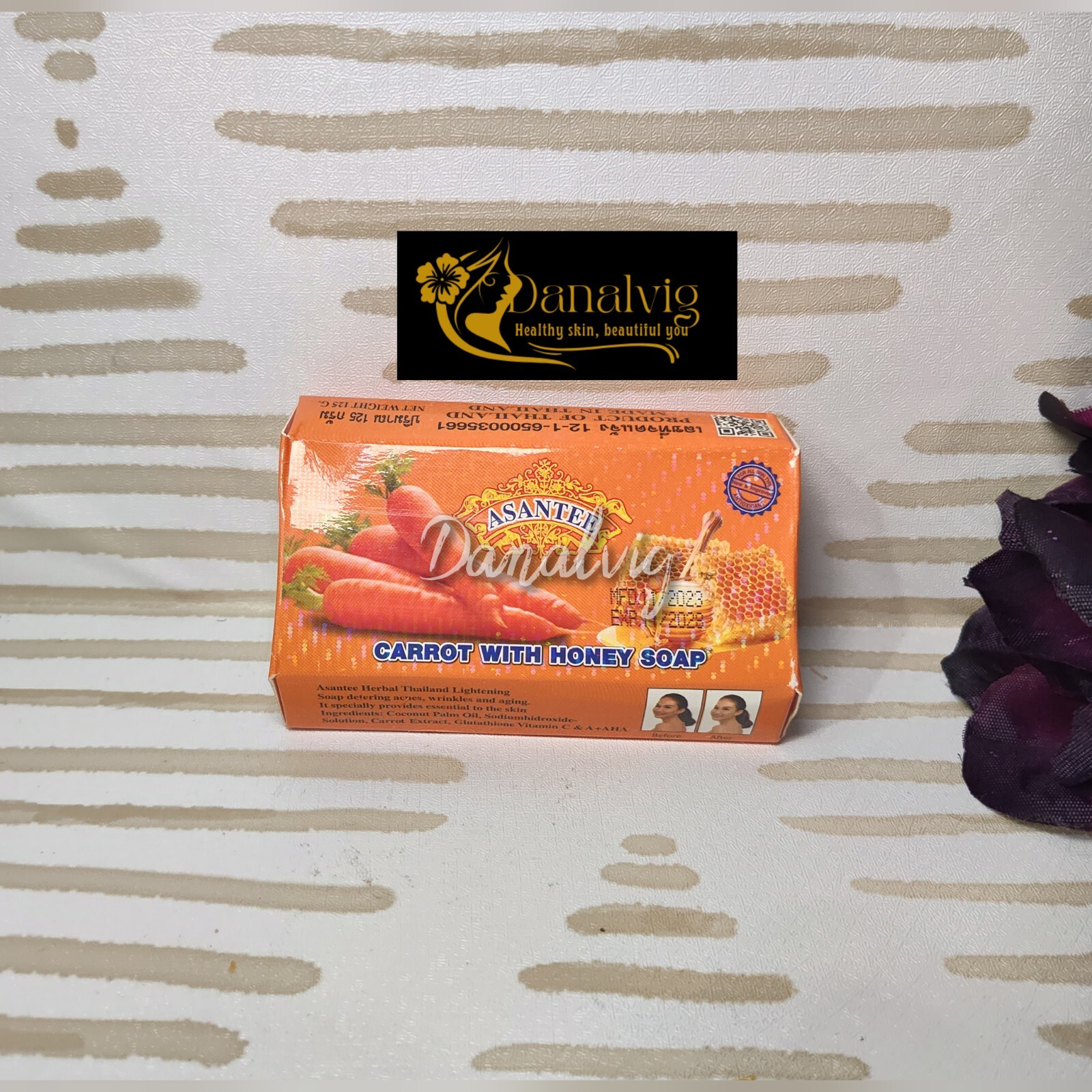 1X Carrot and HONEY Soap Asantee Face And body Anti Acne Wrinkles & Aging125 g