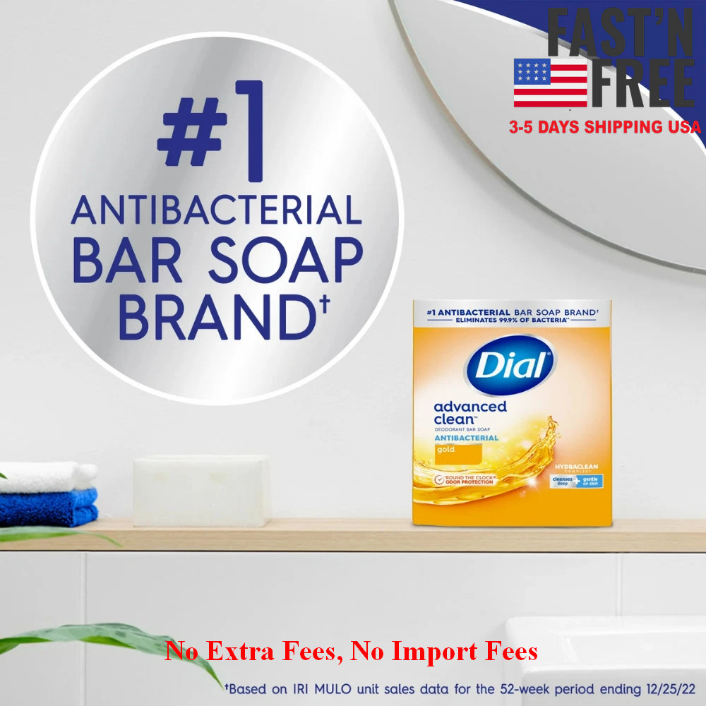 New Dial Antibacterial Deodorant Bar Soap, Advanced Clean, Gold, 48 Bars, 4 oz