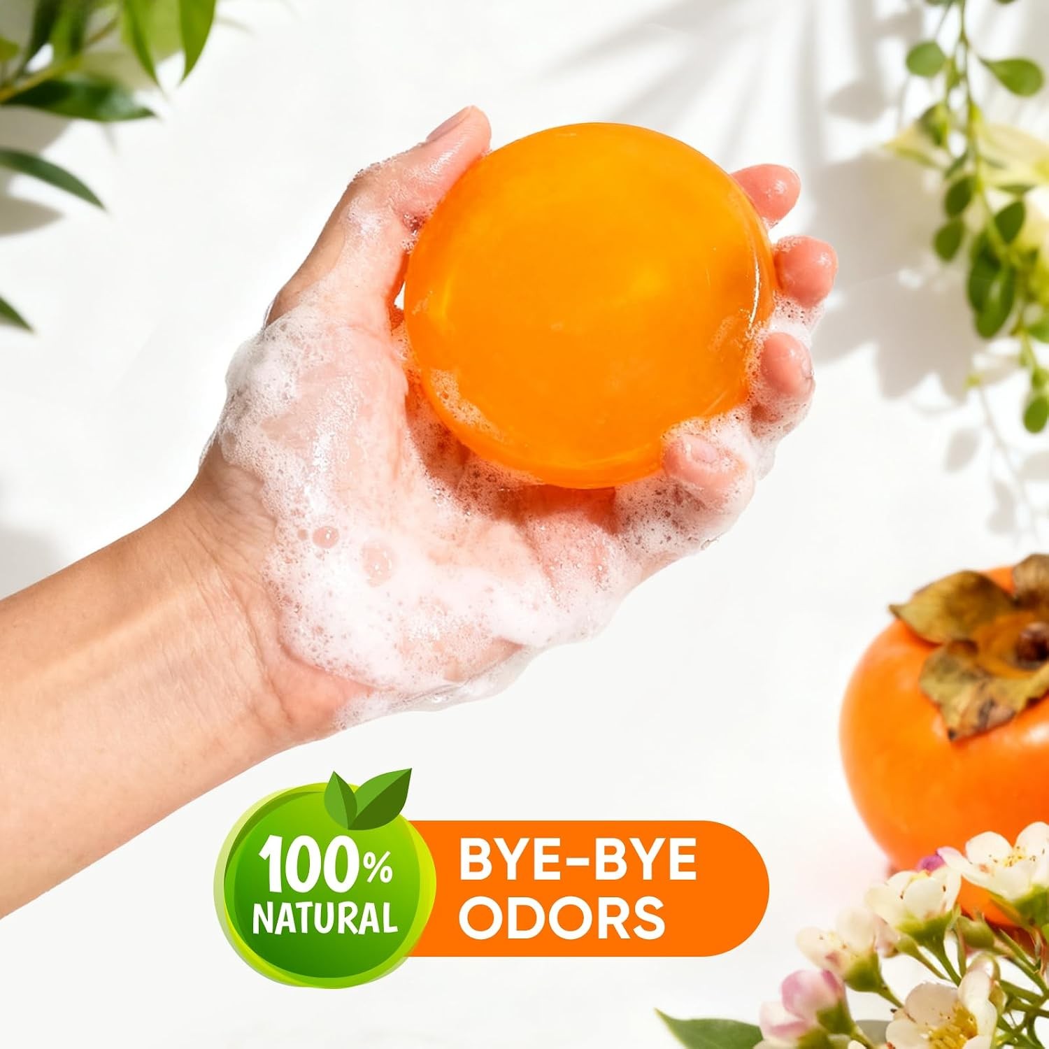 2 PCS Natural Persimmon Soap Bar for Body Odor Control, Organic Body Wash Soap f