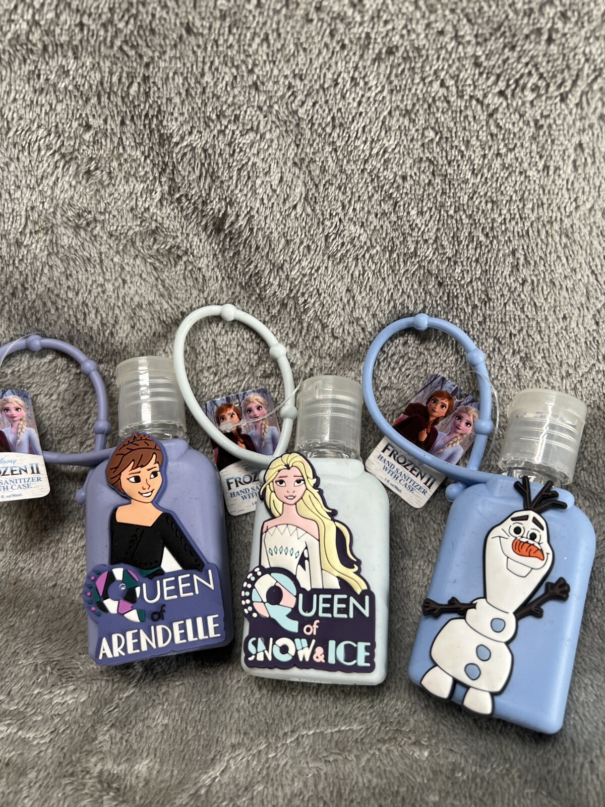 Lot Of 3 Disney Frozen II Hand Sanitizer Gel with silicon case new Backpack