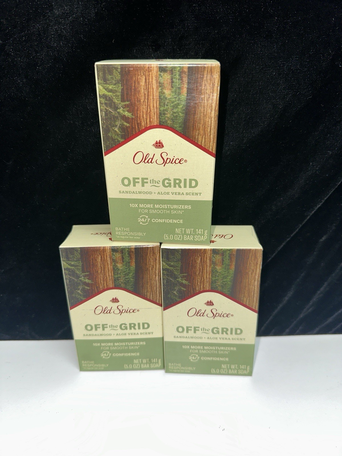3 BARS-Old Spice OFF THE GRID Sandalwood + Aloe Vera Scent Bar Soap 5 oz. ea