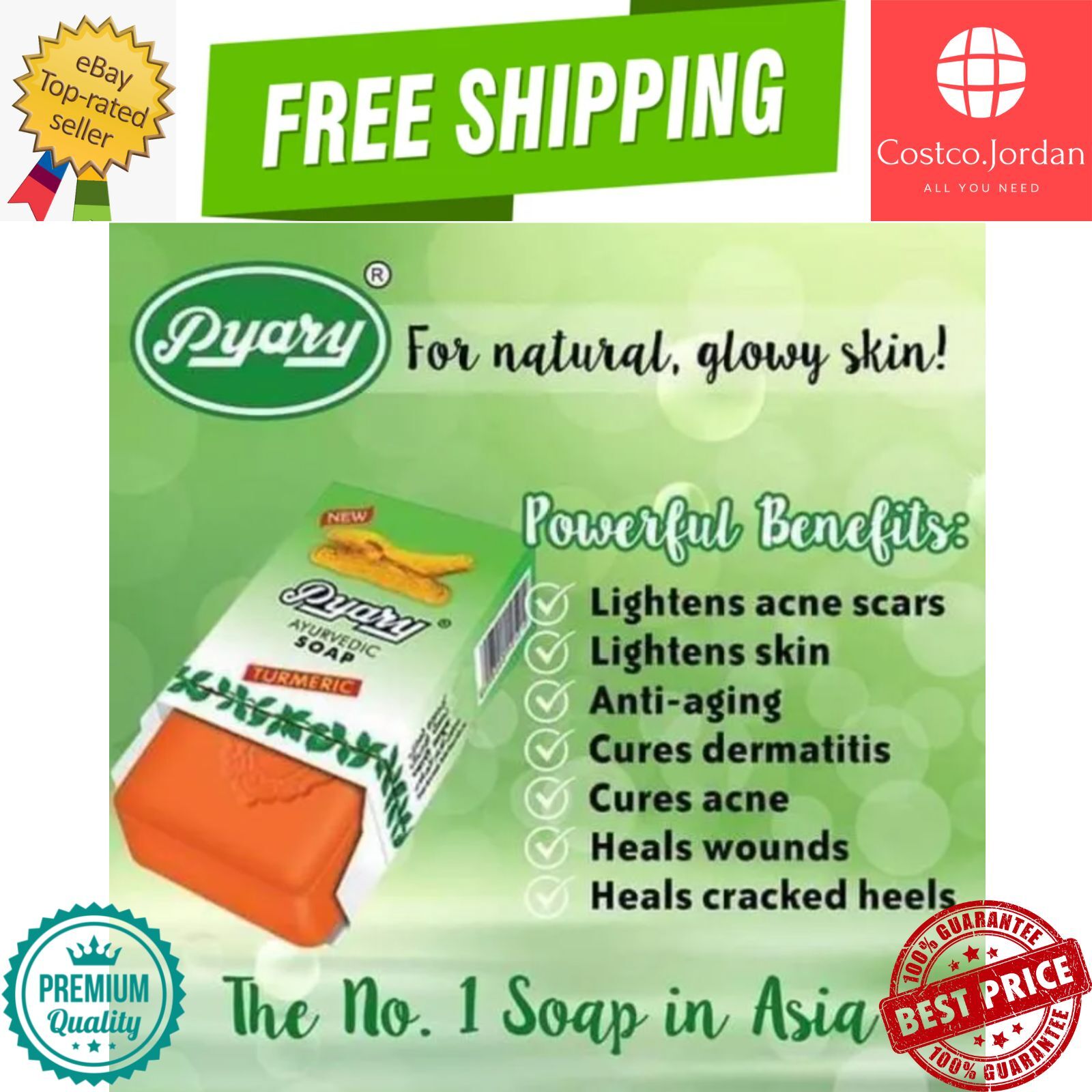 4 X Indian Pyary Turmeric Soap Turmeric – 75g Hand Made ⭐FREE SHIPPING⭐