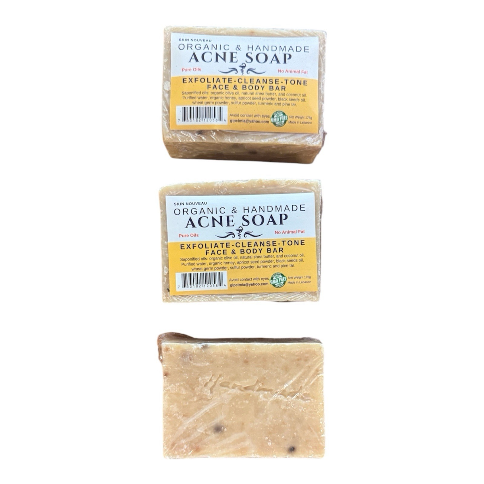 Organic & Handmade Acne Soap Exfoliate-cleanse-Tone Face& Body 3 Bars 175g Each