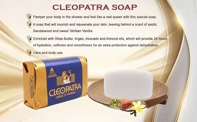 CLEOPATRA Creme ET Parfum Soap skin soft, smooth and supple 120g pack of 6