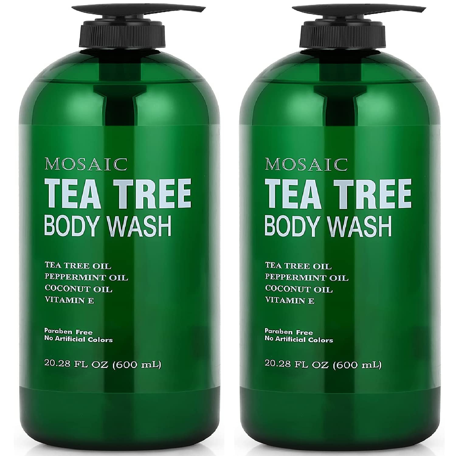 Tea Tree Body Wash & Shower Gel with Vitamin E for Jock Itch, Eczema 20oz 2-Pack