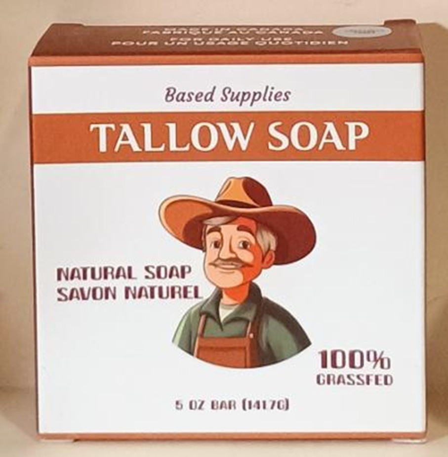 Based Supplies Tallow Soap All Natural & Organic, 100% Grassfed, 5oz Bar