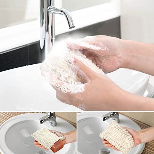 Soap Bag Natural Sisal Soap Saver, Zero Waste Plastic-free Soap Net, 5 Pack