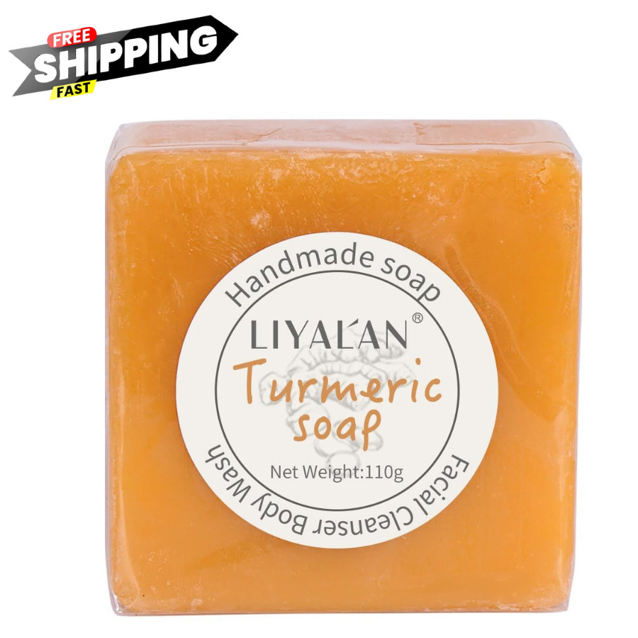 Turmeric Soap Bar 3.88 Oz LIYALAN Face Body Smooth Skin Deep Cleansing Natural