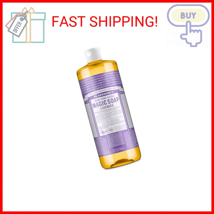 Dr. Bronner’s – Pure-Castile Liquid Soap (Lavender, 32 ounce) – Made with Organi