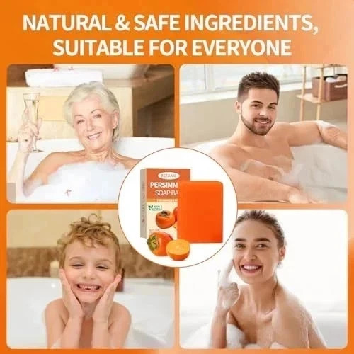3 PACK Persimmon Soap Bar for Old People SmellNatural Deodorant Body Face Bar S