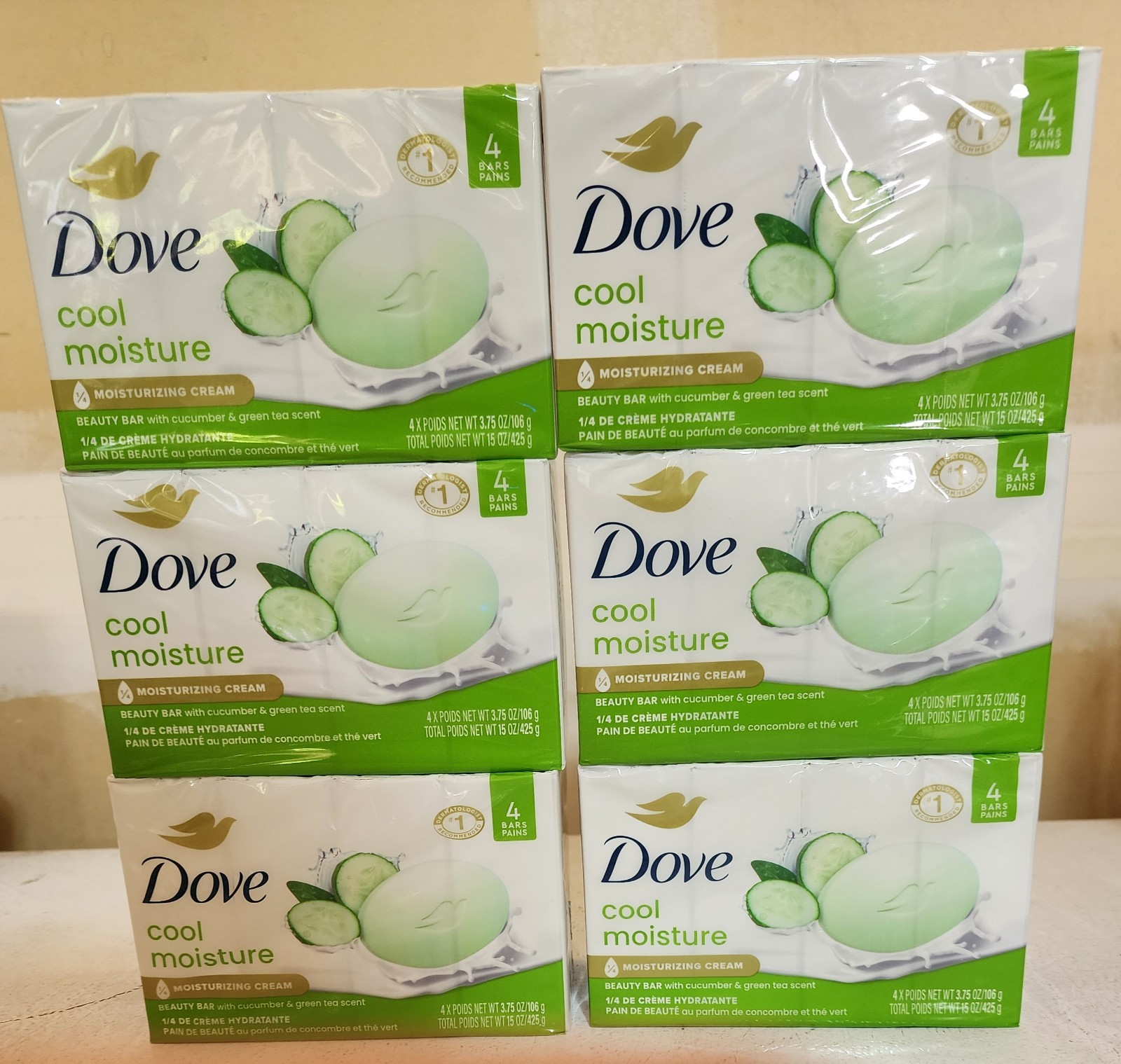 24 Pack Dove Cool Moisture Cucumber & Green Tea Bar Soap 3.75oz Each Brand New.