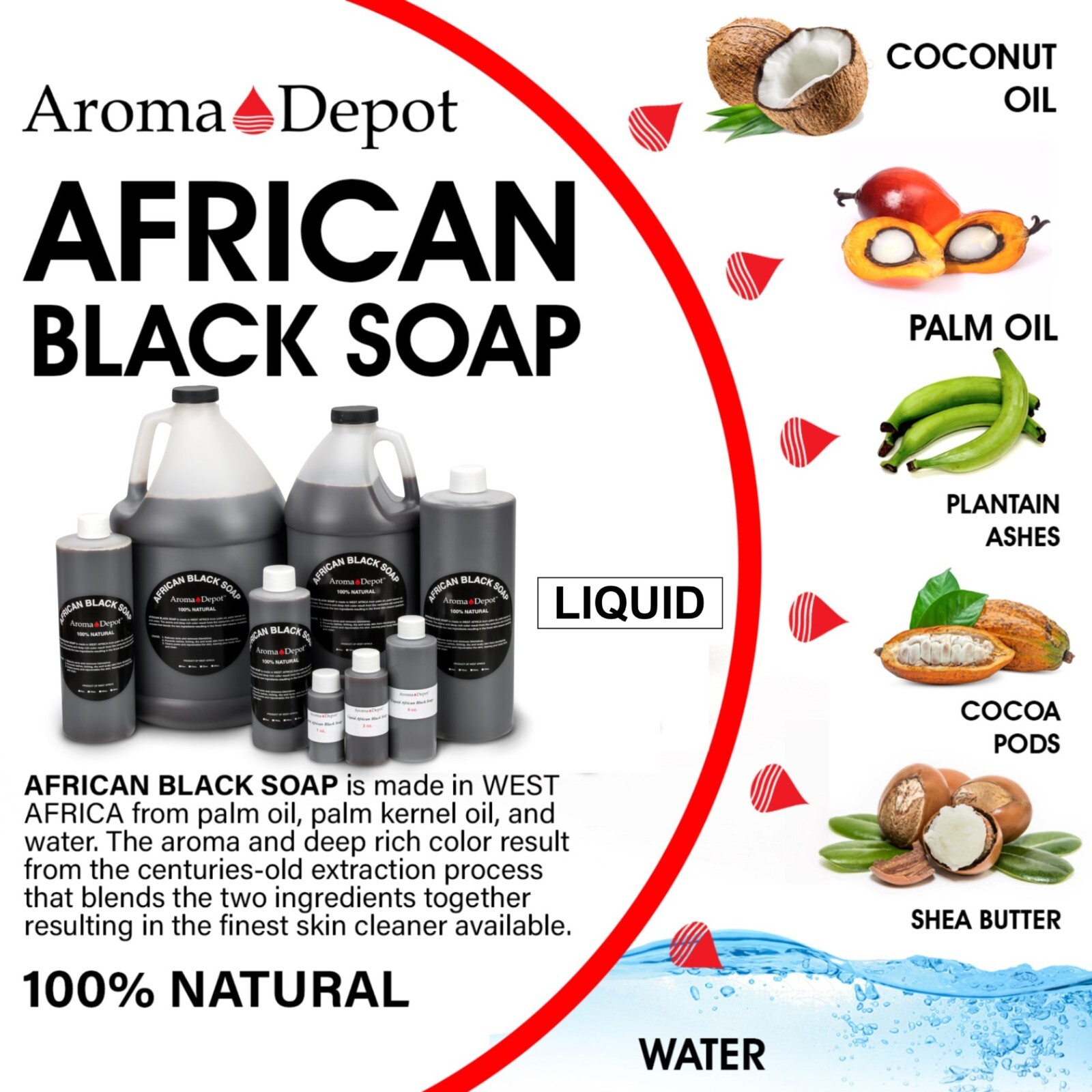 SCENTED Liquid 16 oz. Raw African Black Soap 100% Natural Organic Face Body Wash