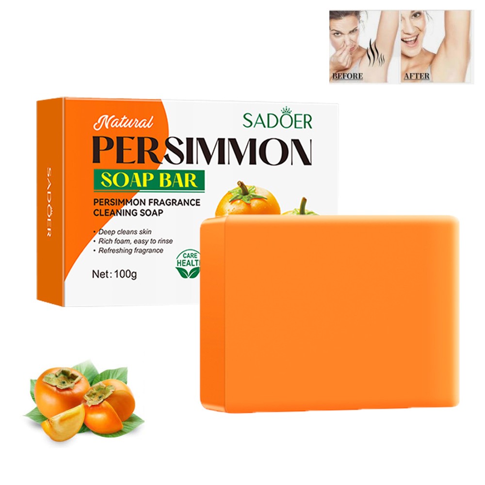 Persimmon Soap Bar for Body Odor Control,Skin Whitening Kojic Acid Turmeric Soap