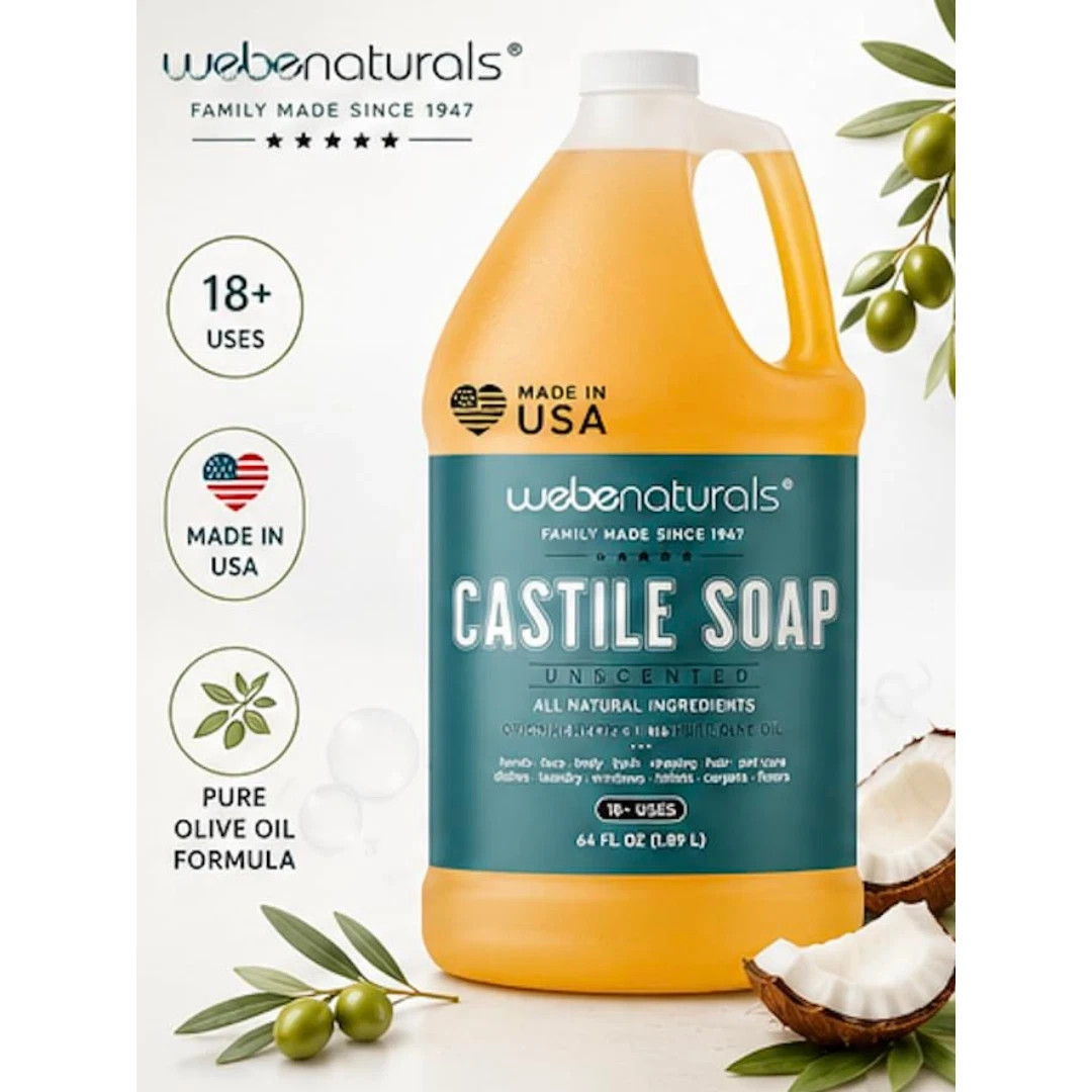 Pure Castile Soap Liquid Organic, Certified Palm 64 Fl Oz (Pack of 1) Unscented