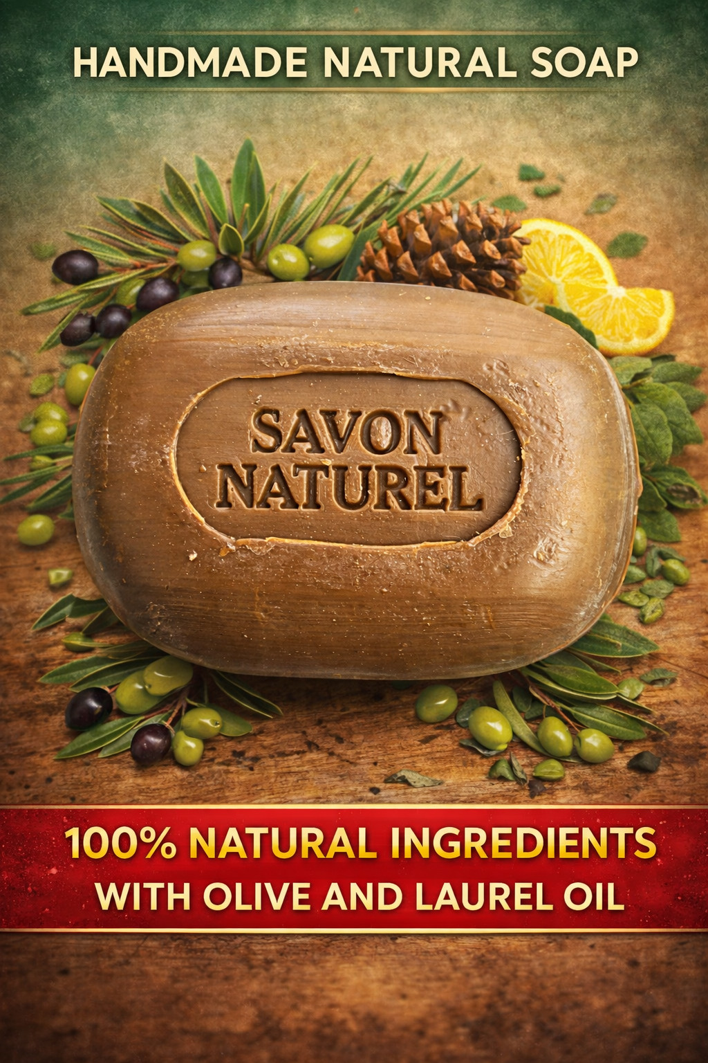 Handmade Natural Biodegradable Soap With Olive Oil & Laurel Oil 100g Pack of 6