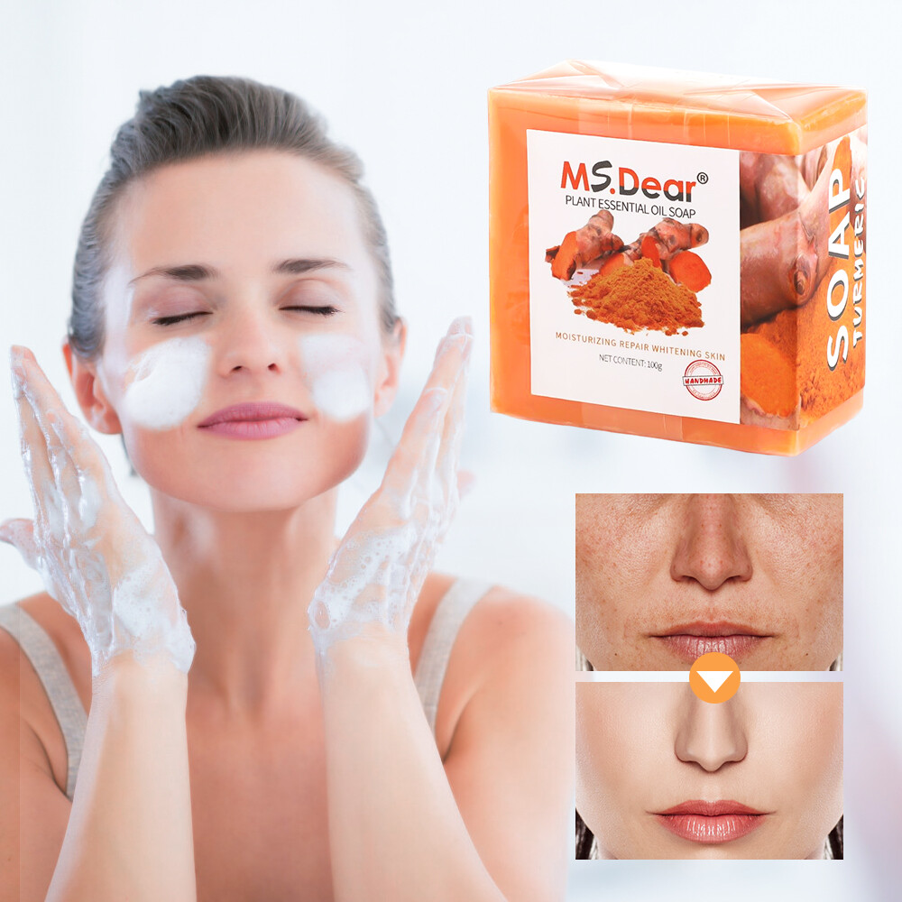 3/2Pcs Turmeric Soap Acne Dark Spots Removal Skin Whitening Body Bleaching Soaps