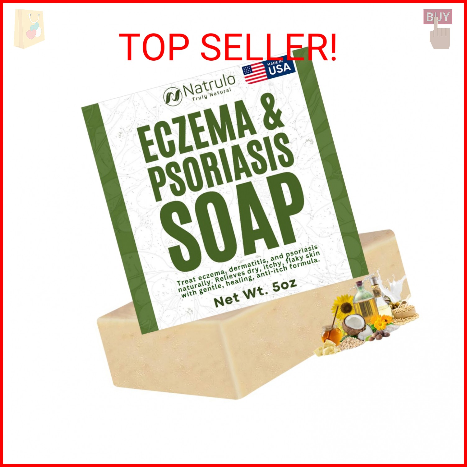 Eczema Soap Bar for Face and Body – All Natural Dermatitis, Psoriasis Treatment