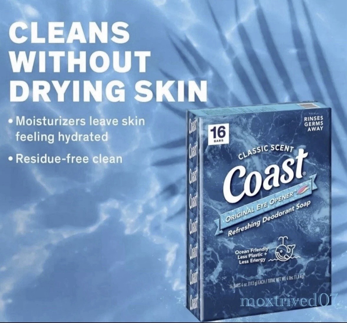 Coast® Classic Original Scent Refreshing Deodorant Soap 16 Bar 4oz Antibacterial