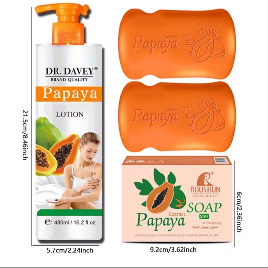 ROUSHUN Papaya Extract Moisturizing Body Bar Soap Orange Face/Hands/Body