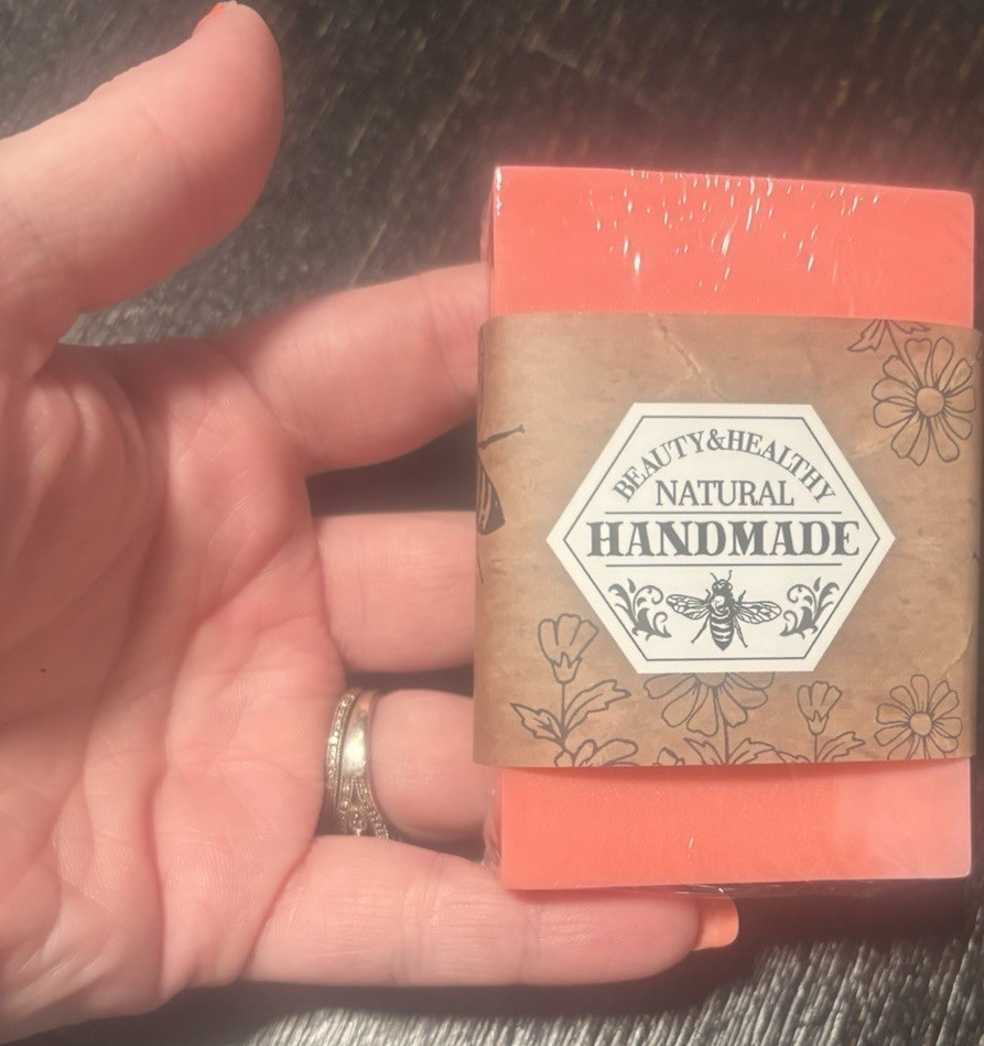 Handmade Natural Orange Floral Body Bar Soap, Rectangular Bar for Unisex