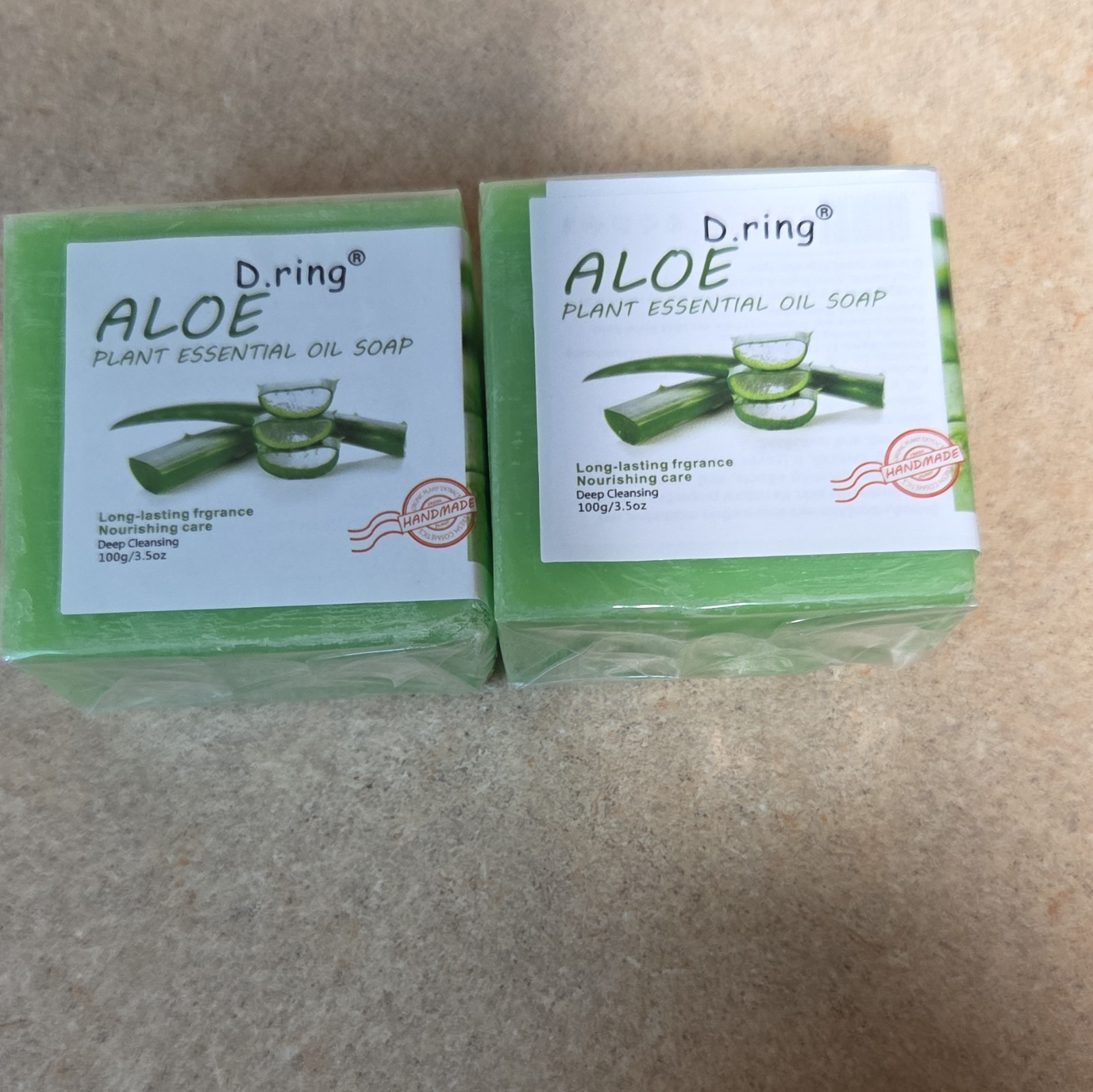 D.ring Aloe Handmade Plant Essential Oil Soap Green Bar 100g/3.5oz (2 Bars)