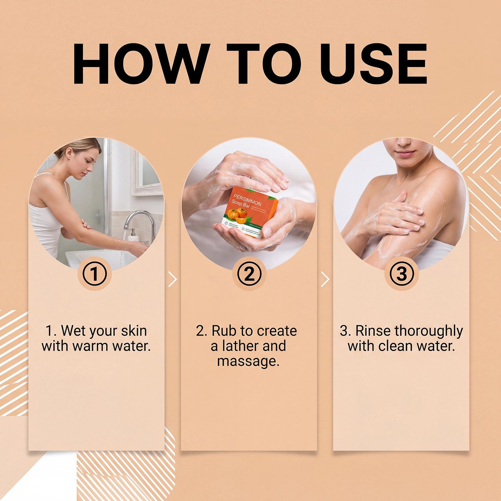 Persimmon Soap Bar, Natural Refreshing Cleansing Soap 100g
