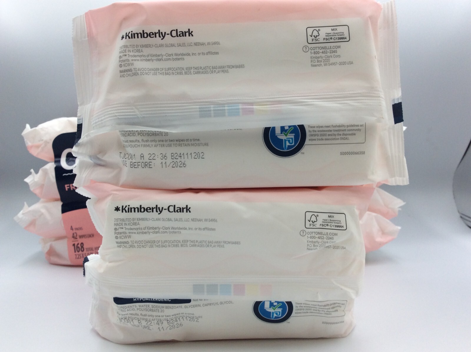 Cottonelle Flushable Wet Wipes 504 Total Wipes, 11/2026, Slightly Disheveled