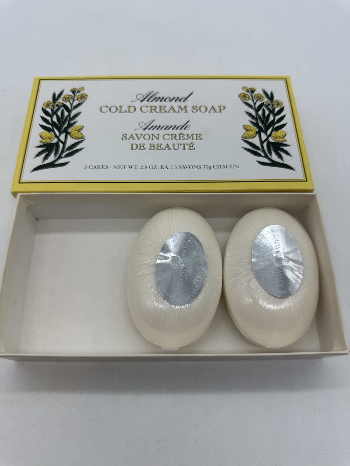 Vintage Caswell Massey Almond Cold Cream Soap Set of 2 2.8 oz Bars with Box