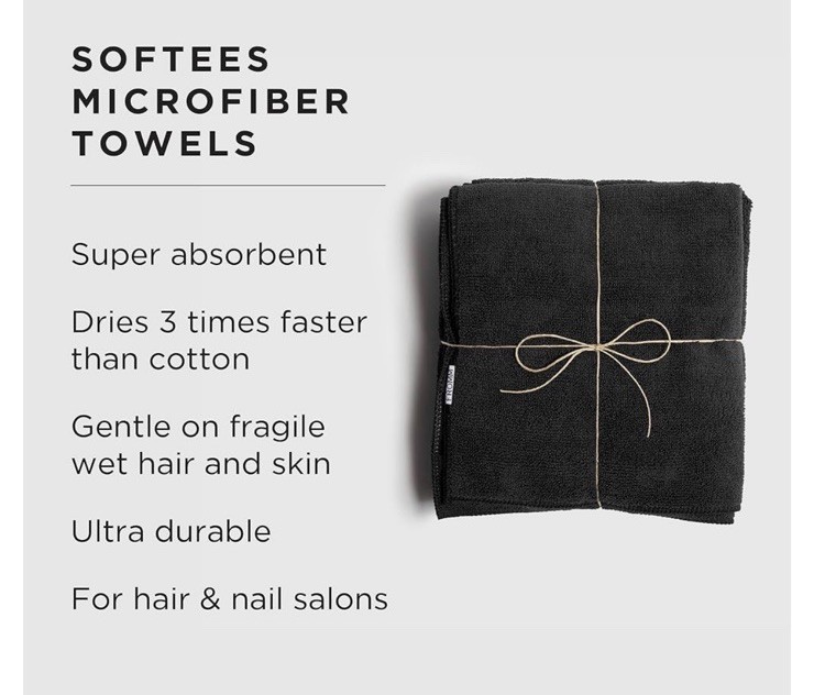 Fromm Softees Microfiber Salon Hair Towels 16″ x 29″ (black ) 5 Count