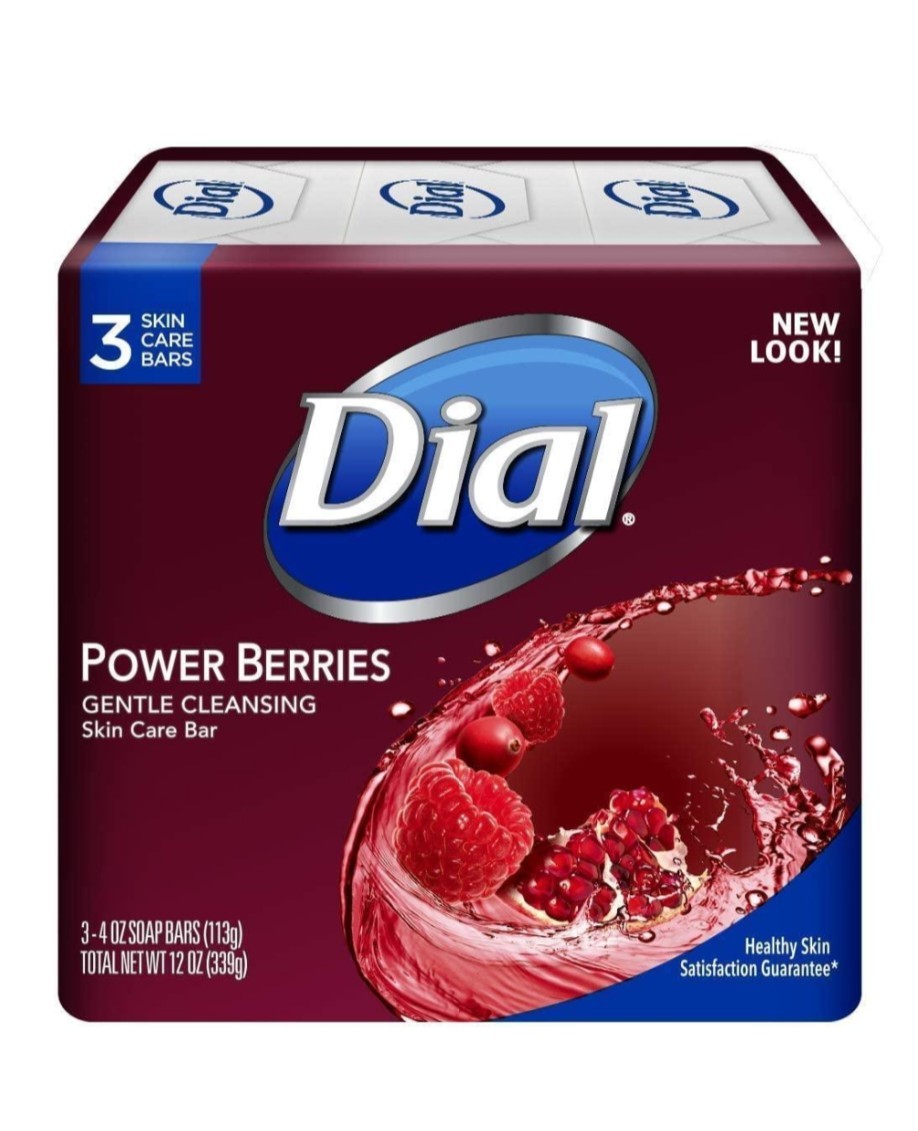 Dial Glycerin Soap Bars Power Berries Raspberry Pomegranate 3 Pk 4oz Bars “Rare”