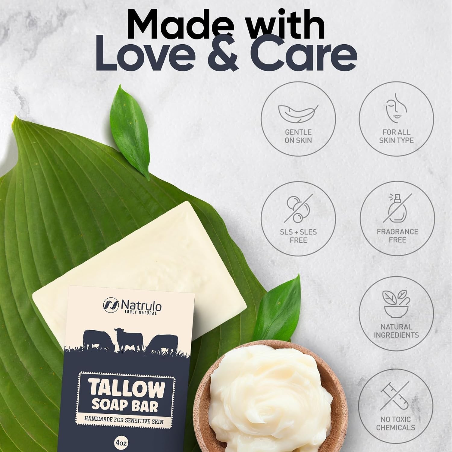 Handcrafted Unscented Beef Tallow Soap Bar – Ideal for Eczema & Sensitive Skin