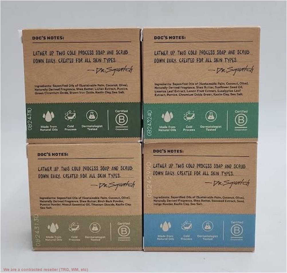 LOT OF 4!! DR. SQUATCH Mens Bar Soap – Storm, Rainforest, Breeze, Mist