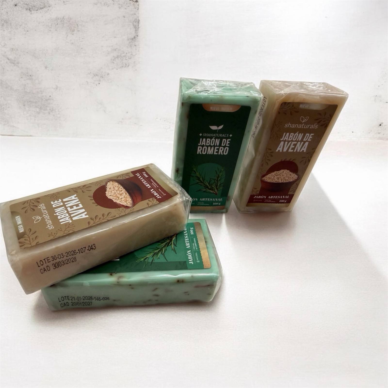 Shanatural’s Handmade Soap Bundle – Oatmeal & Rosemary Bars 100g Each (4 Pack)