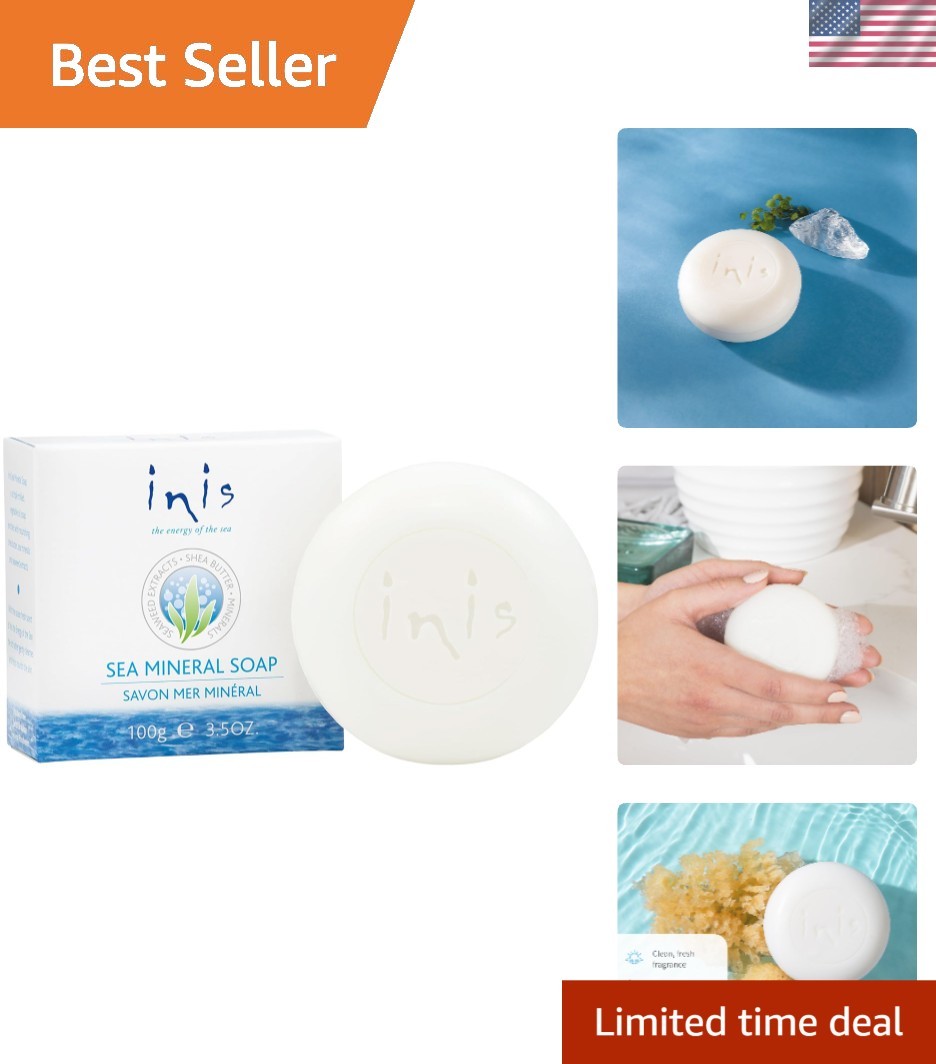 3.5oz Triple-Milled Sea Mineral Soap with Shea Butter – Paraben Free &