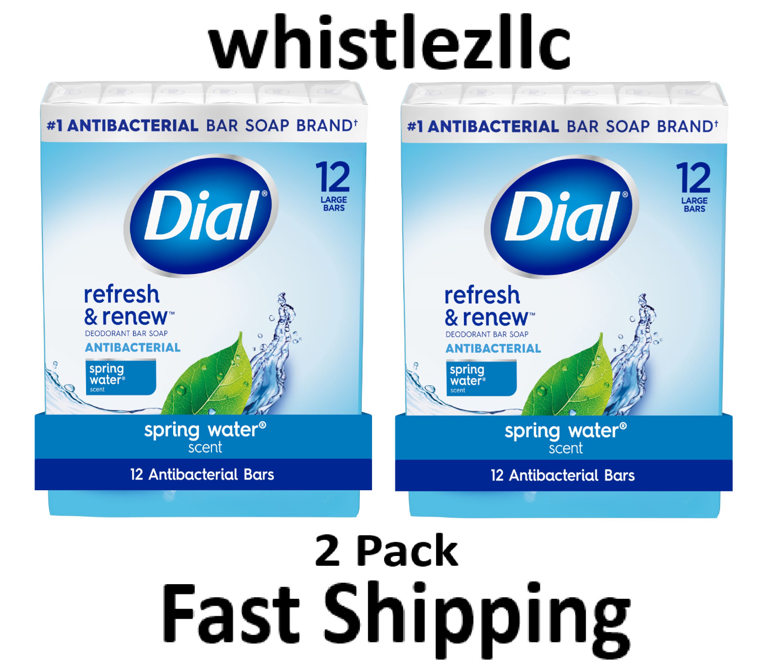 Dial Antibacterial Bar Soap Spring Water 4 Oz Each–2 Pack of 12 Bars– 24 Total