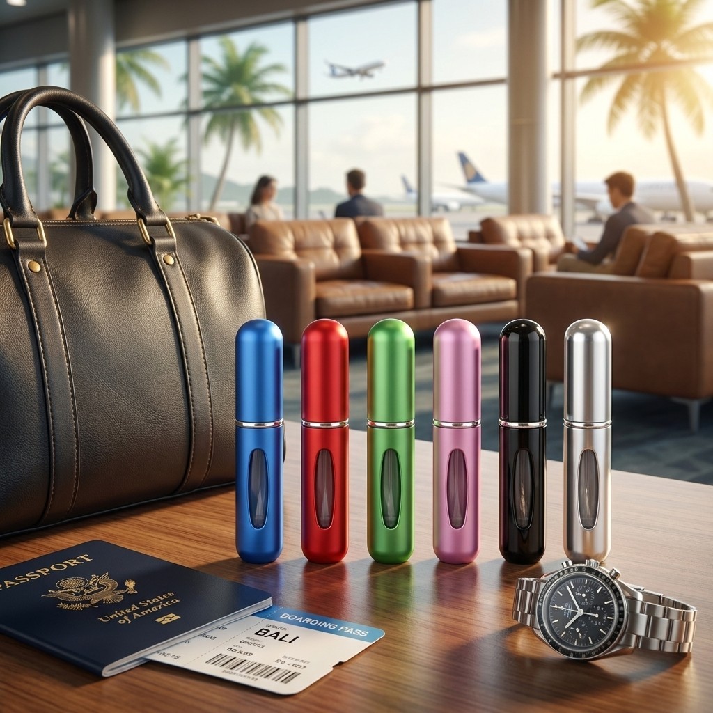 6 PCS/Set Refillable Travel Portable Perfume Atomizer Bottle Spray Pump Case 5ML