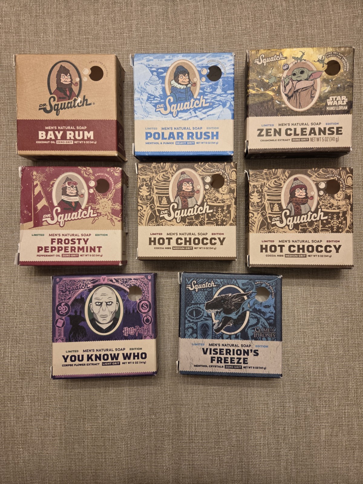 Lot of 8 Empty, Rare Dr Squatch Boxes *NO SOAP, EMPTY BOXES* SEE DESCRIPTION