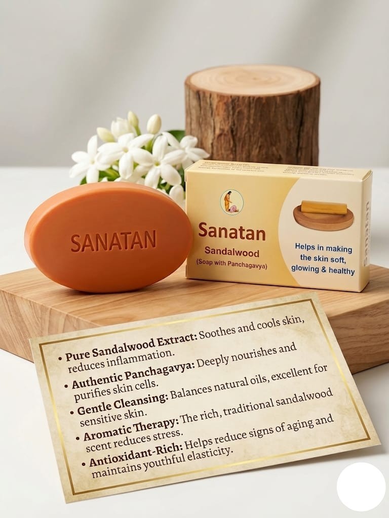 Sanatan Sandalwood Soap with Panchagavya – Natural Herbal Bathing Bar (4X75g)