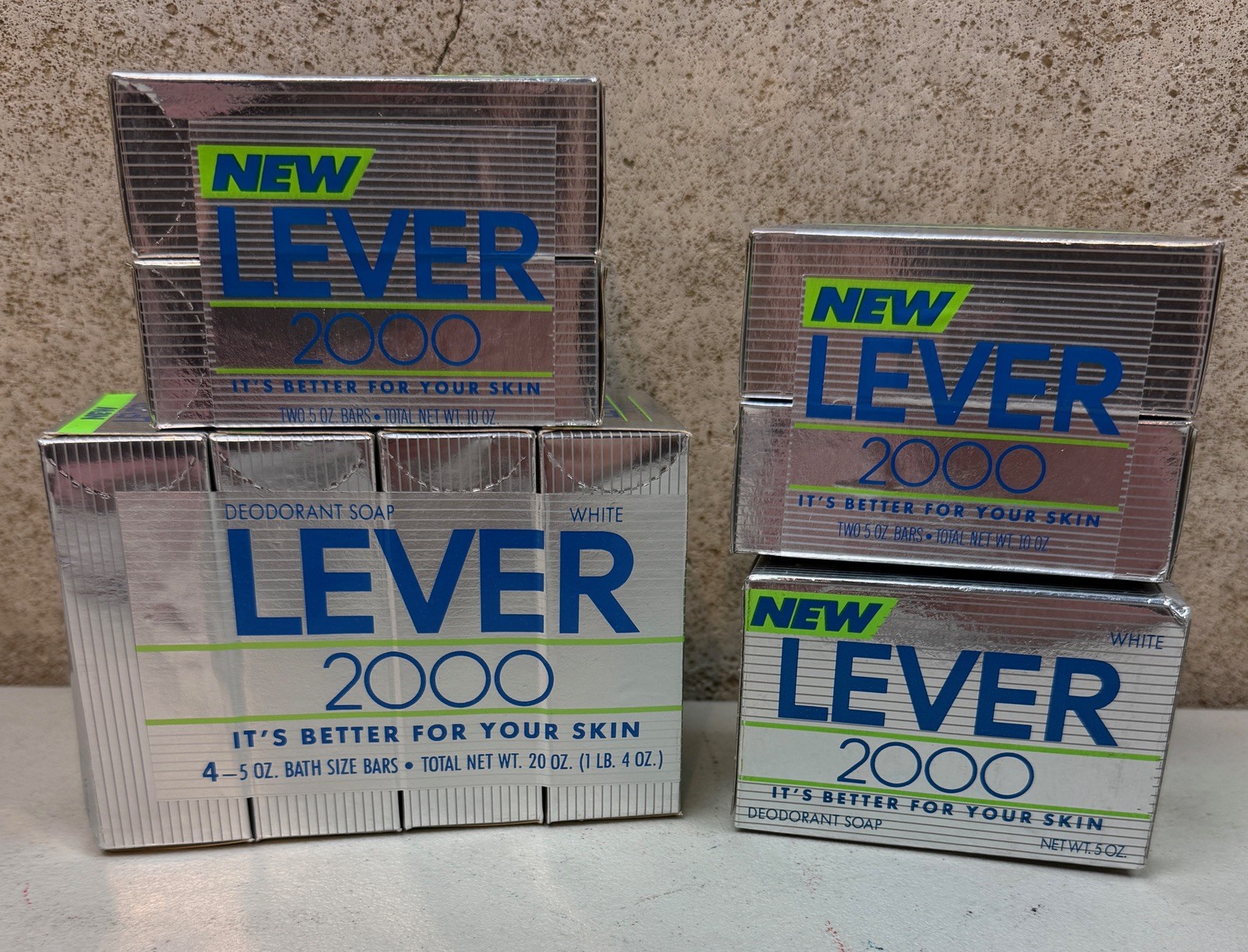 LEVER 2000 Original Bar Bath Soap Lot 10 White Vintage Silver Box NEW