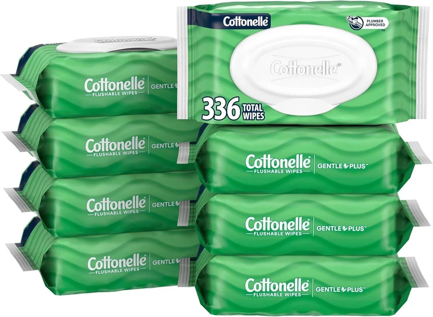 Cottonelle GentlePlus Flushable Wet Wipes with Aloe & Vitamin E, 8 Flip-Top Pack