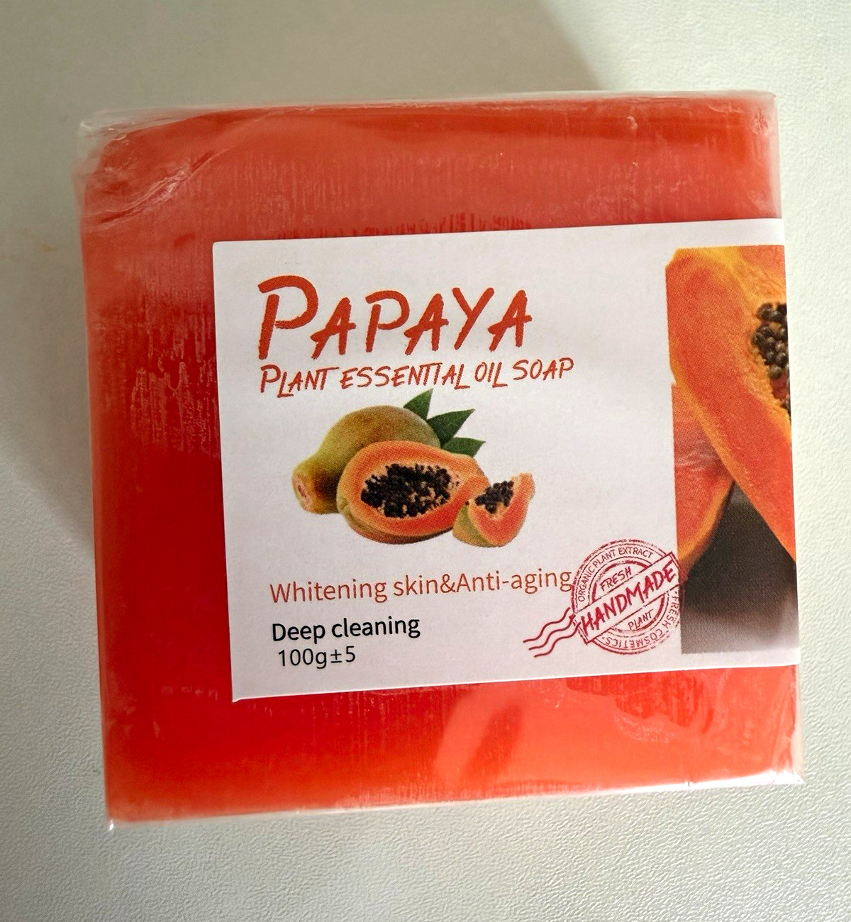 Papaya Handmade Plant Essential Oil Whitening Soap Bar Vitamin E 100g