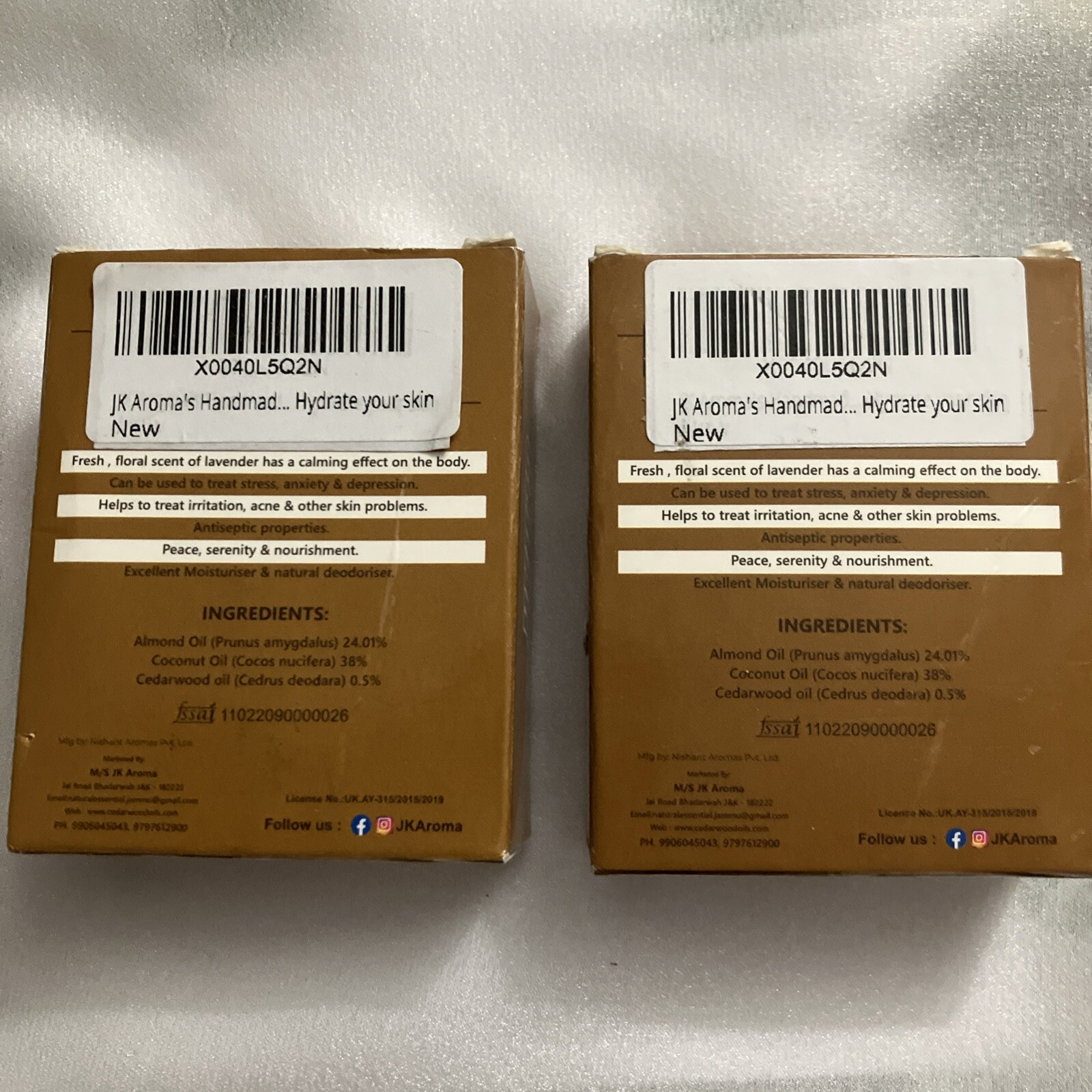 JK Aroma Soap Handmade Soap Cedar Scented RARE! 95 Gmail/3.35 oz. Bars X2