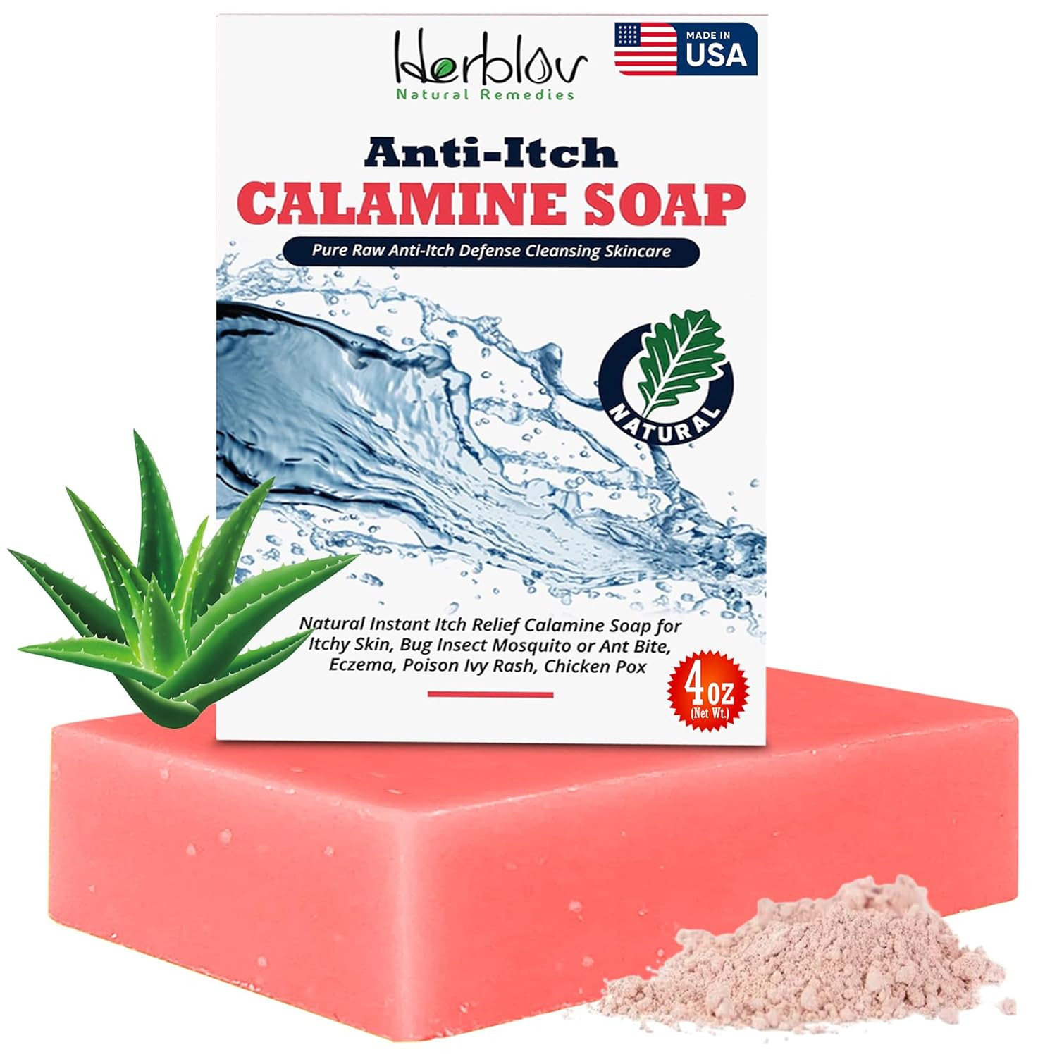 Natural Instant Itch Relief Soap Bar – Calming Calamine Soap for Itchy Skin, Bug