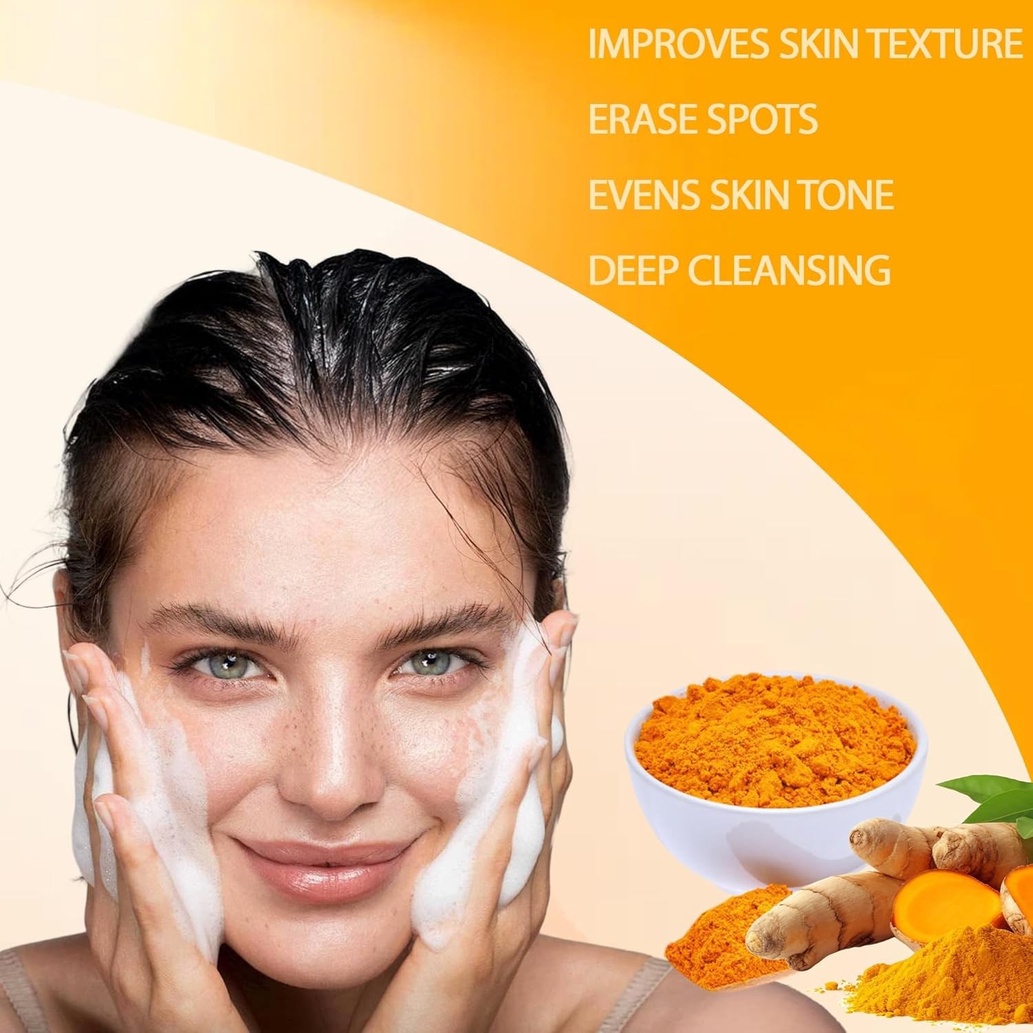 3-6PCS Lemon Turmeric Soap,Turmeric Soap Bar for Face&Body,Natural turmeric Hand