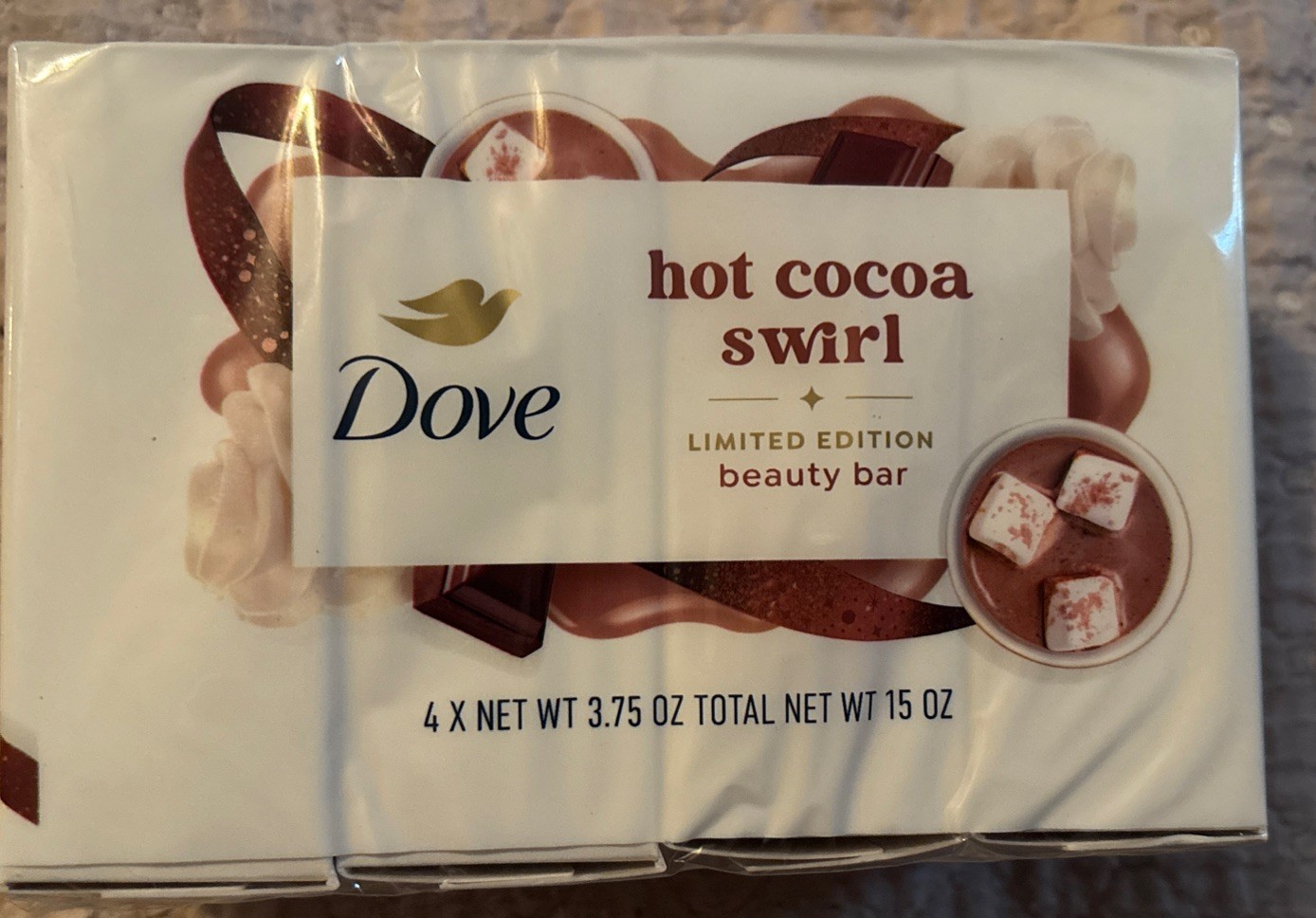 4 Dove Bar Soaps – HOT COCOA SWIRL – Holiday Limited Edition