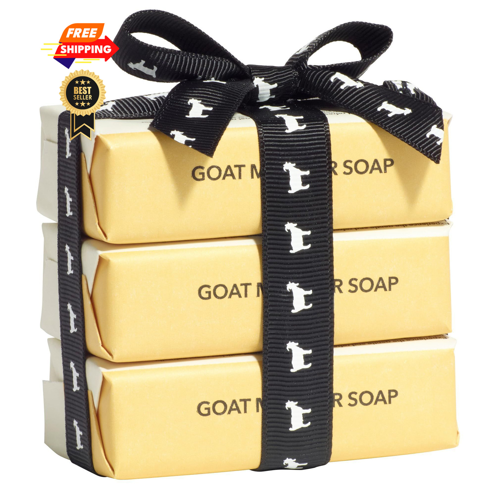 Dionis Goat Milk Bar Soap – Moisturizing Hand & 3 Ounce (Pack of 3), Yellow